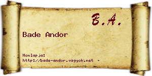 Bade Andor névjegykártya
